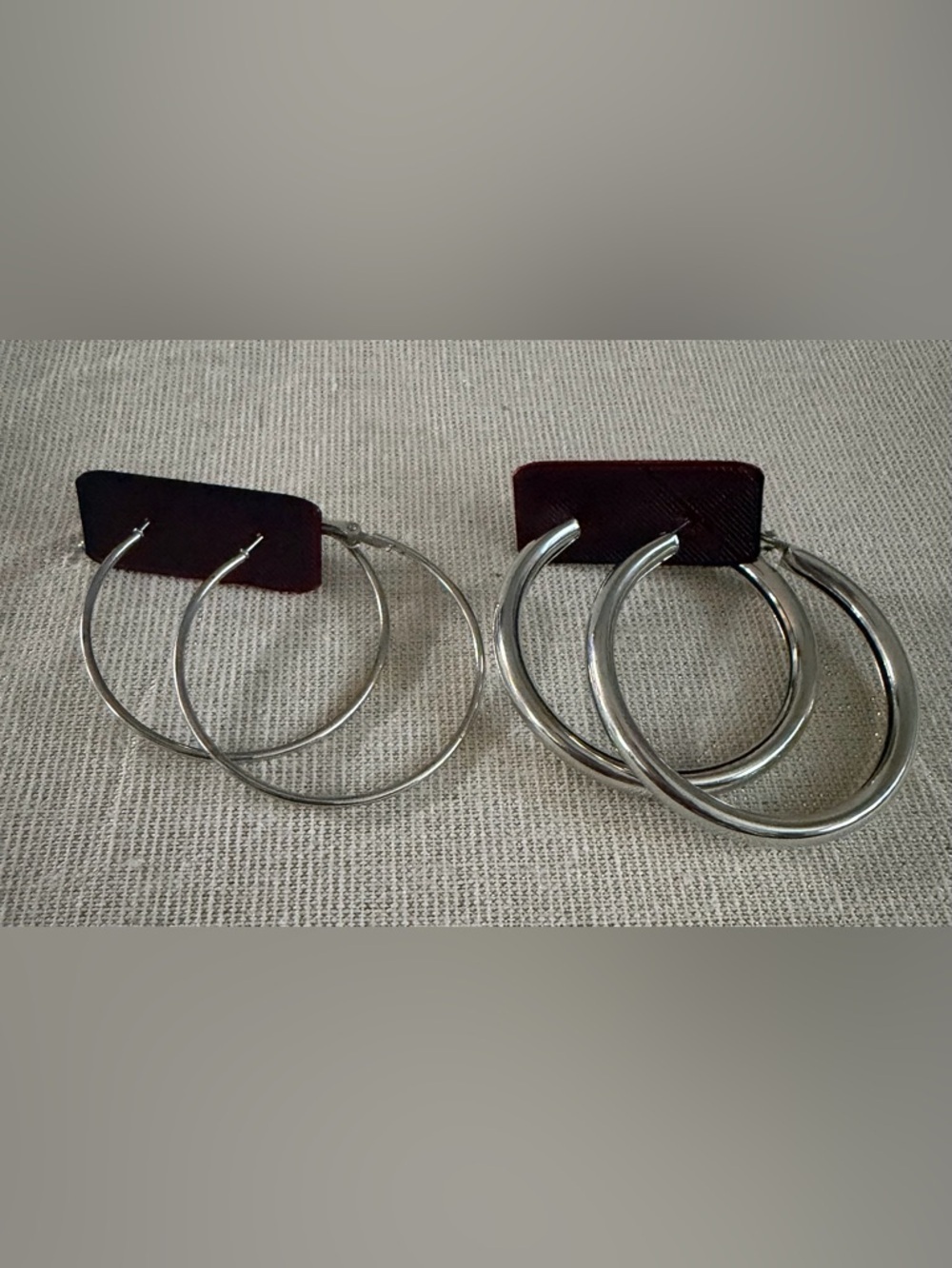 Two pair Silver-Tone Hoop Earrings - Women's Fashion Jewelry